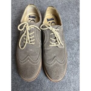 1901 Gray Suede Wingtip Oxford Shoes Men Beige Tan Lace Up Brogue Casual Dress